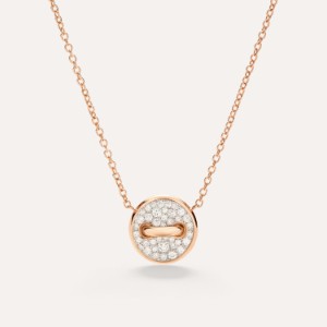 Pom Pom Dot Necklace With Pendant - Rose Gold 18kt, Diamond