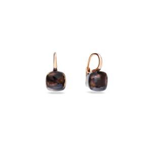 Earrings Nudo Classic - Rose Gold 18kt, White Gold 18kt, Smoky Quartz