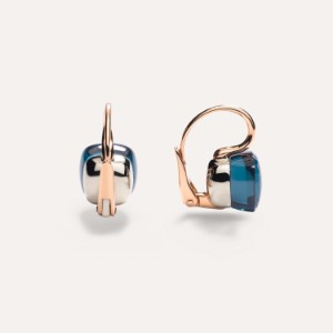 Nudo Classic Earrings - Rose Gold 18kt, White Gold 18kt, Blue London Topaz