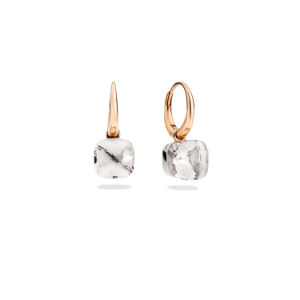 Earrings Nudo Petit - Rose Gold 18kt, White Gold 18kt, White Topaz