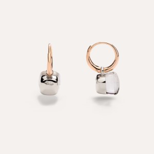 Nudo Petit Earrings - Rose Gold 18kt, White Gold 18kt, White Topaz