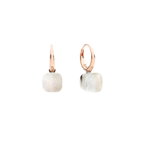 Earrings Nudo Gelé - Rose Gold 18kt, White Gold 18kt, White Topaz, Mother-of-pearl