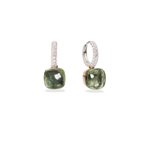 Earrings Nudo - Rose Gold 18kt, White Gold 18kt, Prasiolite
