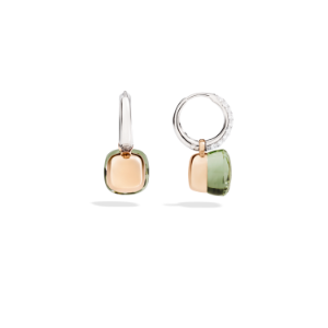Earrings Nudo - Rose Gold 18kt, White Gold 18kt, Prasiolite