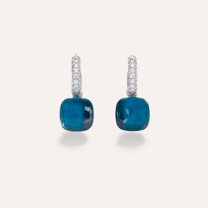 Nudo Classic Earrings - White Gold 18kt, Rose Gold 18kt, Blue London Topaz, Turquoise, Diamond