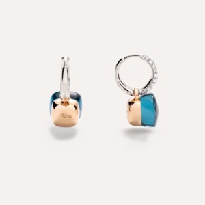 Nudo Classic Earrings - White Gold 18kt, Rose Gold 18kt, Blue London Topaz, Turquoise, Diamond
