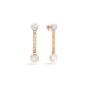 Earrings Nudo - Rose Gold 18kt, White Gold 18kt, Diamond, White Topaz, Mother-of-pearl