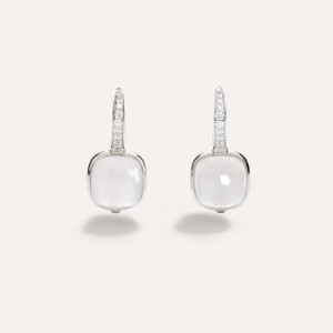 Earrings Nudo Milky - White Gold 18kt, Diamond