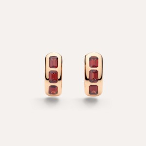 Boucles D’oreille Iconica - Grenat, Or Rose 18kt