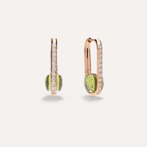 Earrings Isola - Peridot, Rose Gold 18kt, Diamond