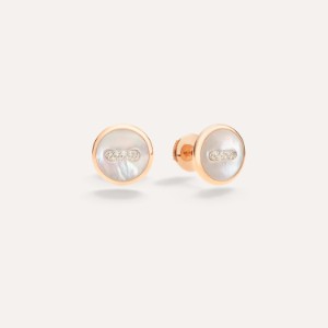 Pendientes Pom Pom Dot - Oro Rosa 18kt, Madre Perla, Diamante