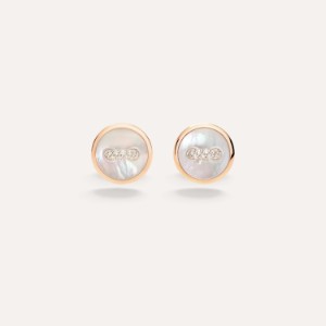 Boucles D’oreille Pom Pom Dot - Or Rose 18kt, Nacre, Diamant