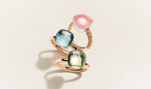 Luxury Gold Rings With Gemstones Including Sky Blue Topaz, Rose And Lemon Quartz From The "your First Pomellato" Collection